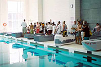 Students paddling boat