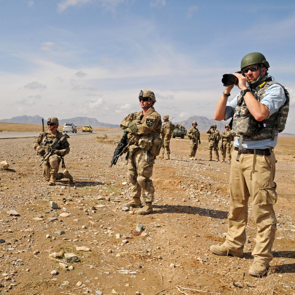 Alum Josh Smith reporting alongside US troops in Afghanistan. 