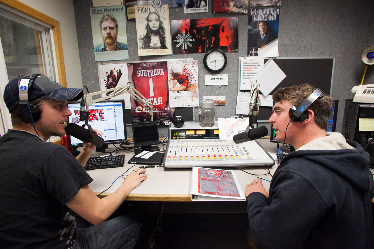 Students in SUU's radio station, Thunder 91
