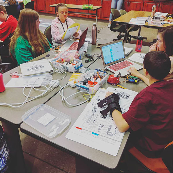 A group of students working together on a project