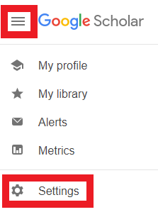 Google scholar menu