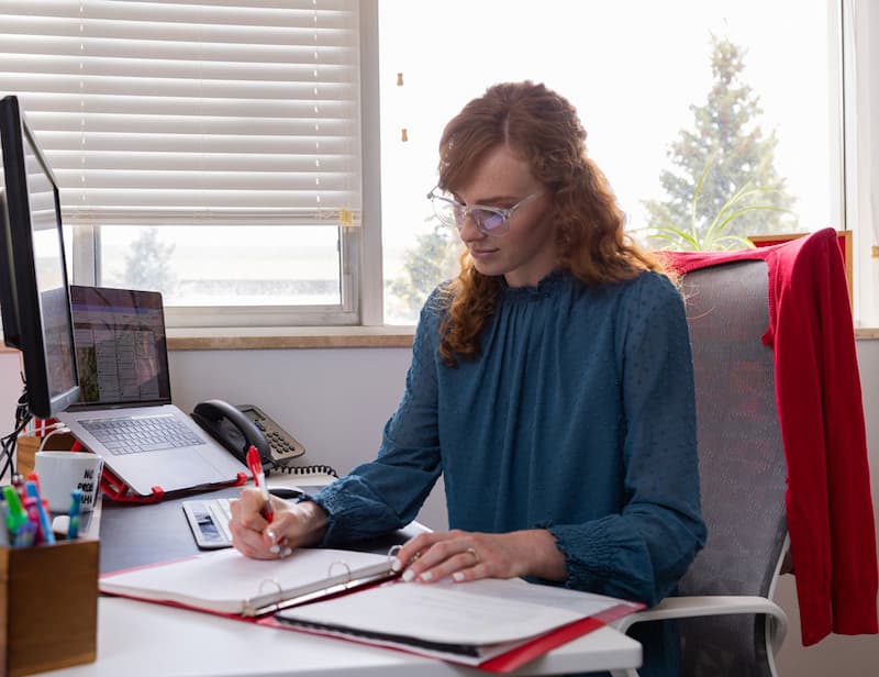 person working at desk