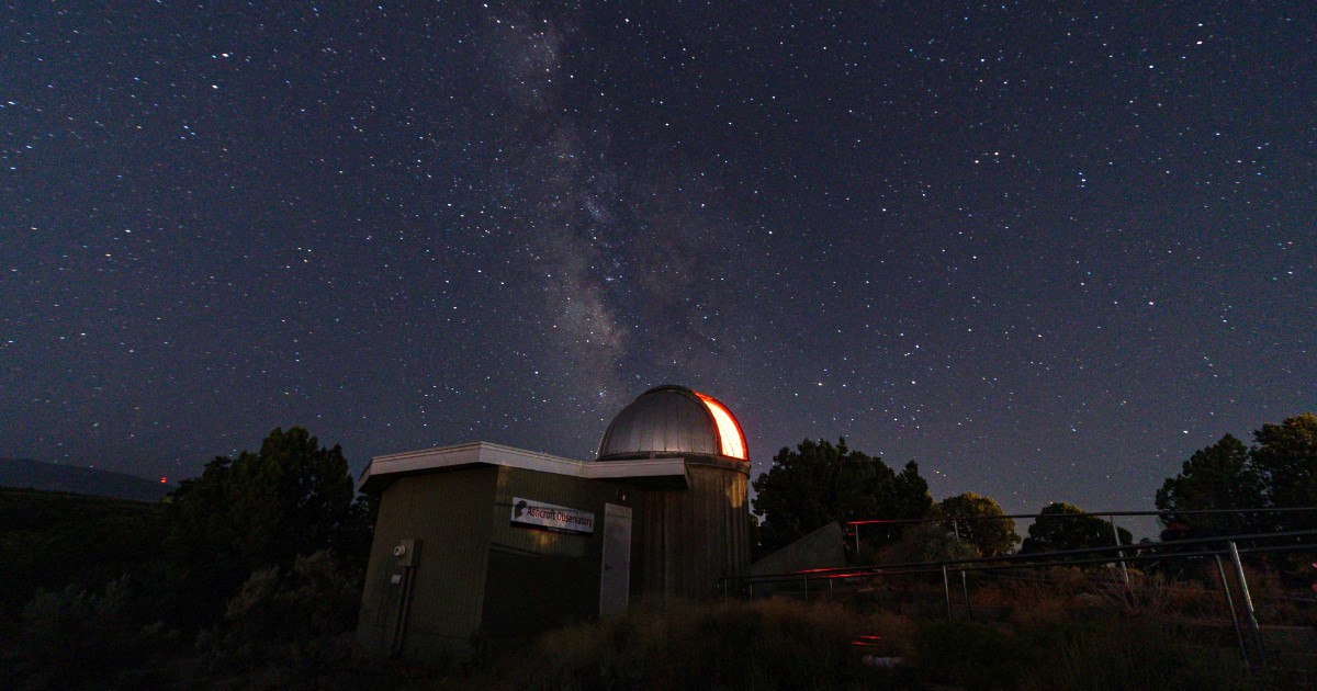 The Aschcroft Observatory beneath a starry night sky