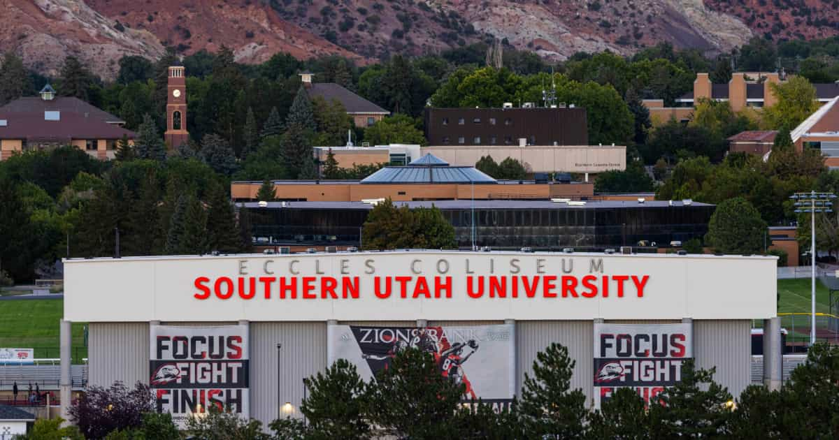 The Eccles Coliseum on SUU’s campus hosts a myriad of events, from SUU sporting events to the Utah Summer Games. Behind it is the Sharwan Smith Student Center, in which the America First Event Center is located.