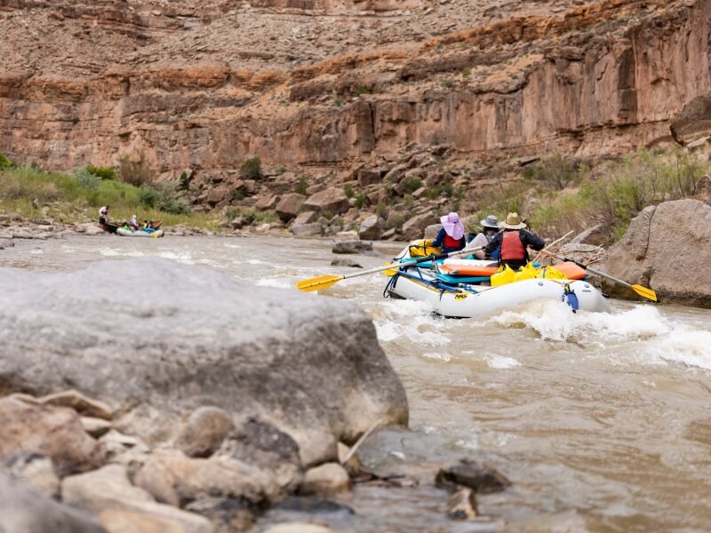 River raft in rapids