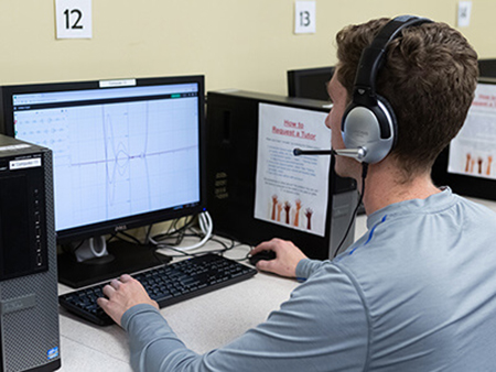 A student using a computer